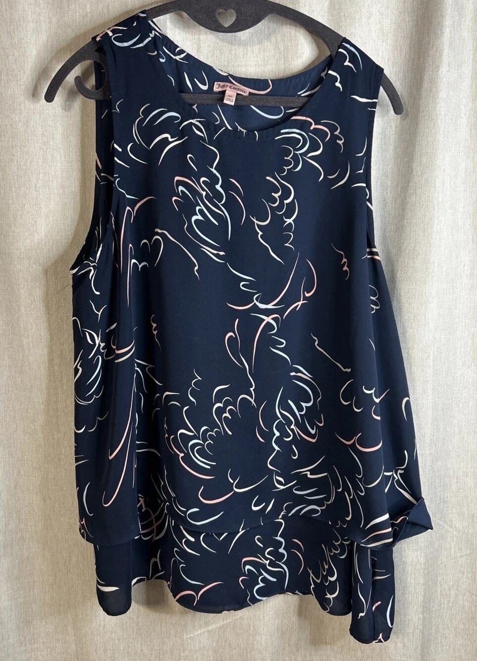 Juicy Couture - Women’s Sleeveless Navy Blouse Size XL - Flowy & Colorful